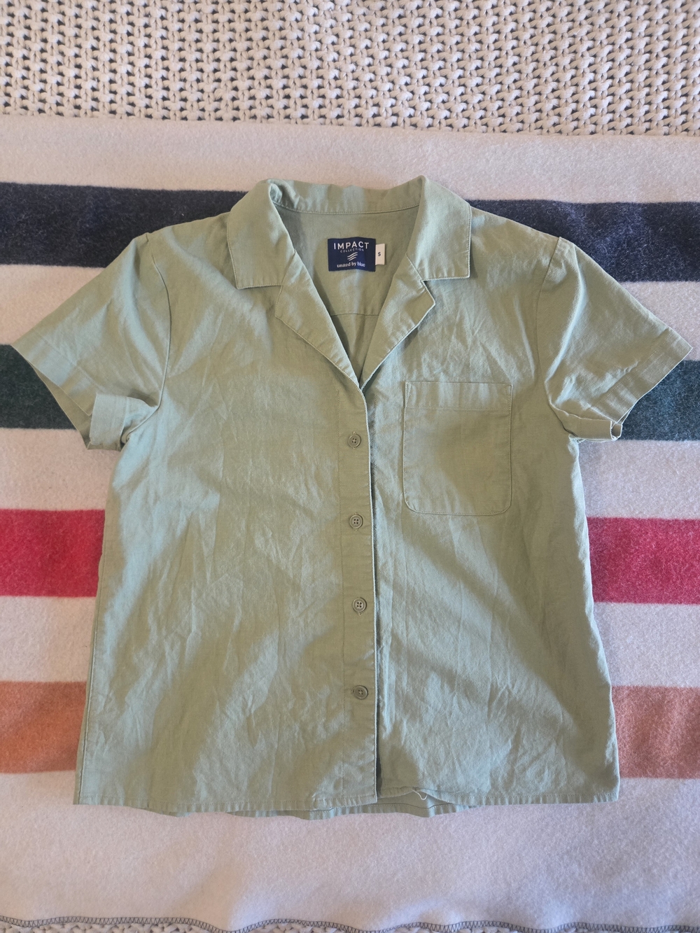 United By Blue Organic Camp Short-Sleeve Button-Up Shirt in Light Sage